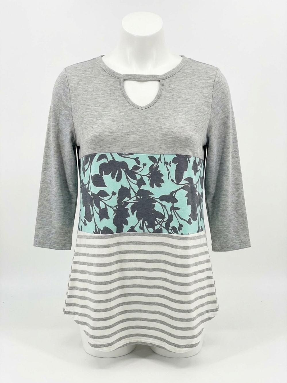 NEW HONEYME color block tunic top in mint/grey